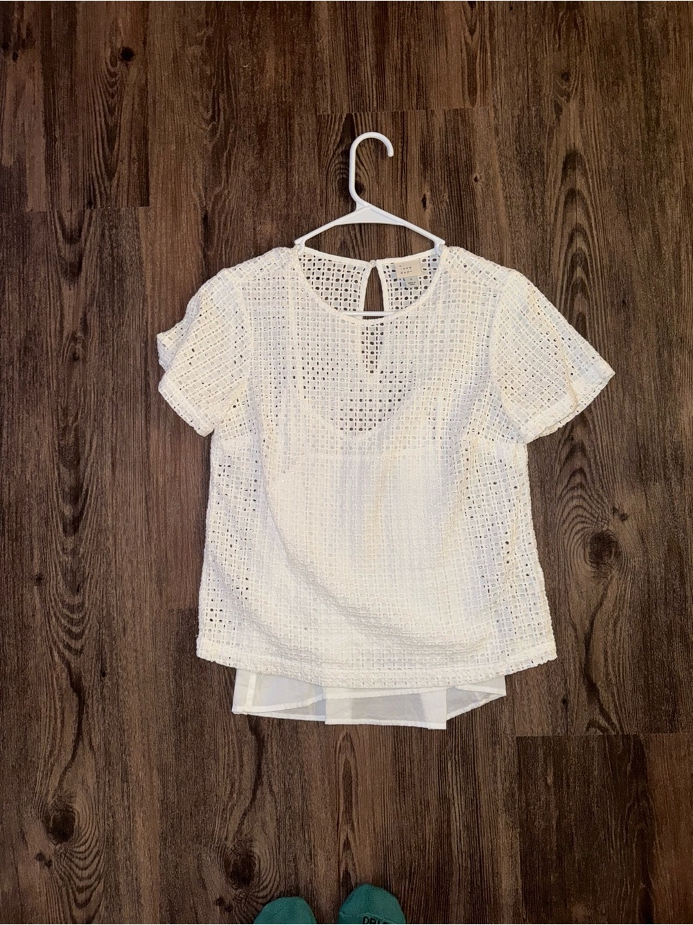a new day Crochet Short Sleeve Overlay Blouse